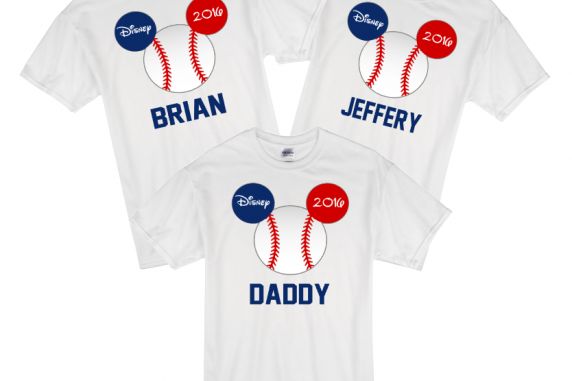 Disney Family Baseball  Mickey and Minnie Vacation T-Shirt Red/white