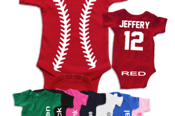 Baseball Onesie Personalized with Name and Number