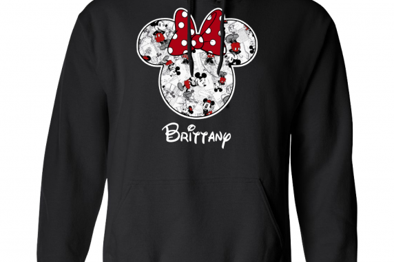 Disney Black and White Sketch Mickey and Minnie Mouse Family Vacation Hoodie