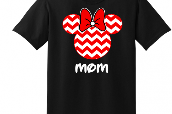 Red Chevron Mickey and Minnie Family Vacation T-Shirts