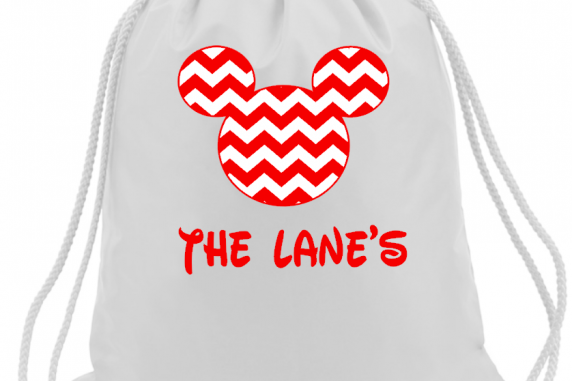 Mickey and Minnie Chevron Drawstring Bags