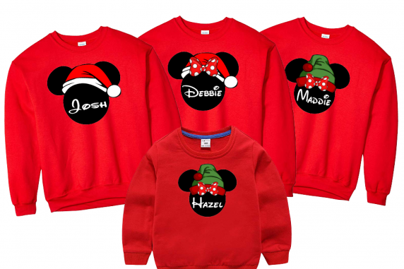 Disney Christmas Santa and Elf Mickey and Minnie Mouse Family Vacation Sweatshir