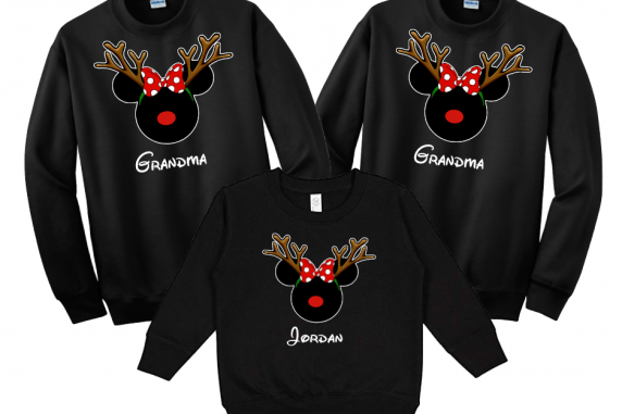 Disney Christmas Reindeer Mickey and Minnie Mouse Family Vacation Sweatshirt