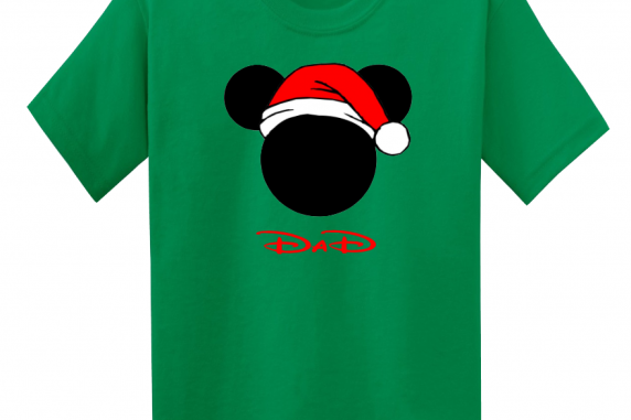 Disney Family Santa Hat Head Custom T-Shirts - Kelly Green