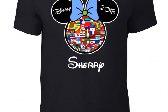 Disney Around the world Flag Family Mickey Mouse and Minnie Mouse T-Shirt