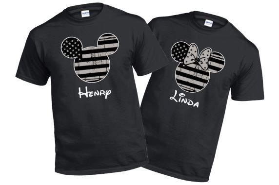 Disney Distress American Flag Disney Family Mickey Mouse and Minnie Mouse Flowy