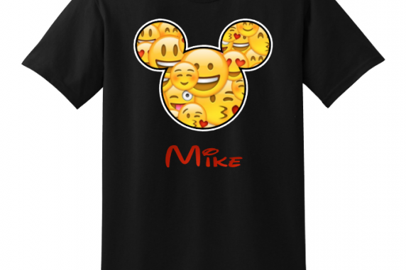 Disney Family Emoji FACE T-Shirts - Black