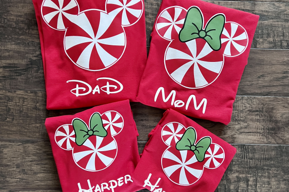 Disney Peppermint Christmas Family Mickey and Minnie Custom T-Shirts