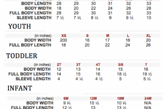 SIZE CHART