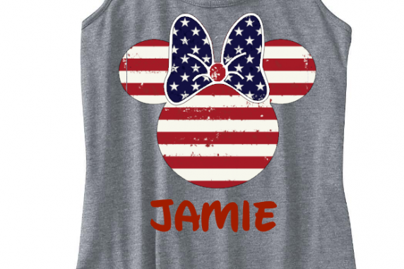 American Flag Disney Family Mickey Mouse and Minnie Mouse Flowy Tops Tank Tops T