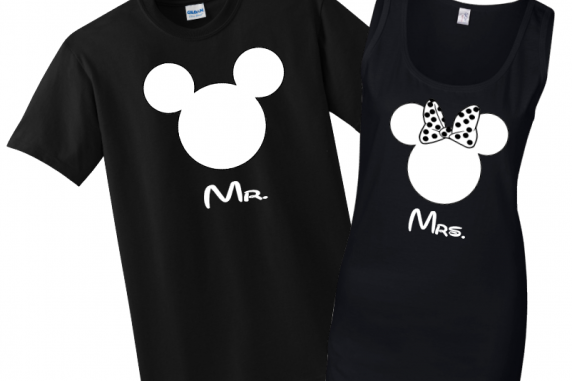 Disney Family Mr. & Mrs Custom T-Shirts - Black