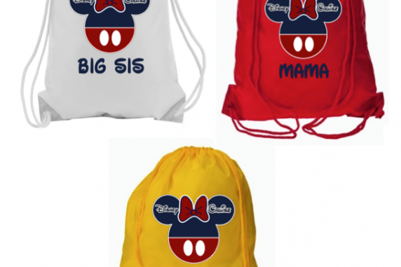 Cruise Mickey and Minnie Drawstring Bags