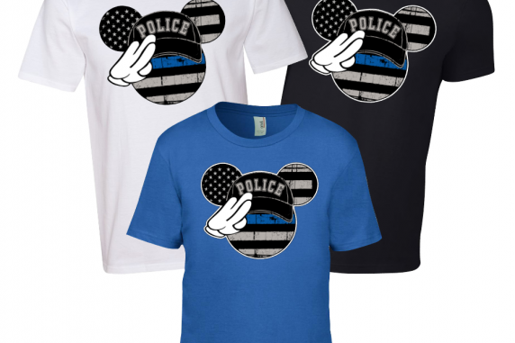 Disney Salute Thin Blue Line Family Minnie Mouse Flowy Tops and Tank Top Black/G