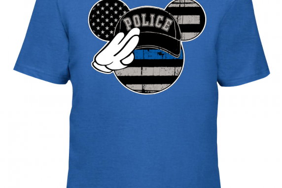 Disney Salute Thin Blue Line Family Minnie Mouse Flowy Tops and Tank Top Black/G