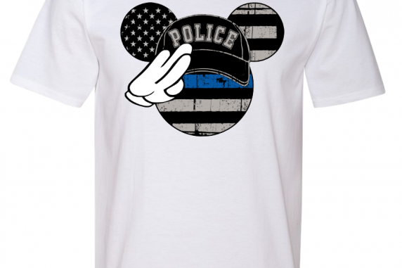 Disney Salute Thin Blue Line Family Minnie Mouse Flowy Tops and Tank Top Black/G