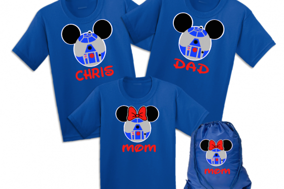 Disney Mickey and Minnie R2D2 Family T-Shirts With White trim