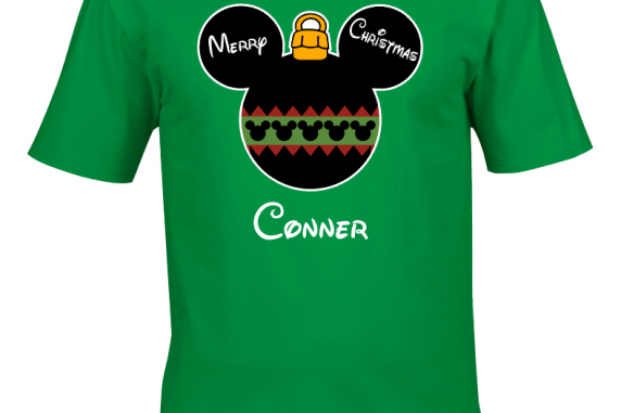 Disney Christmas Family Ornament Mickey Head Custom T-Shirts - Kelly Green