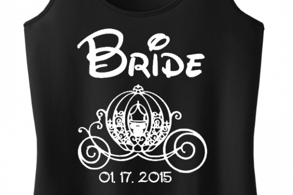 Disney Bride with Carriage and Groom T-Shirts 2 Shirts Included
