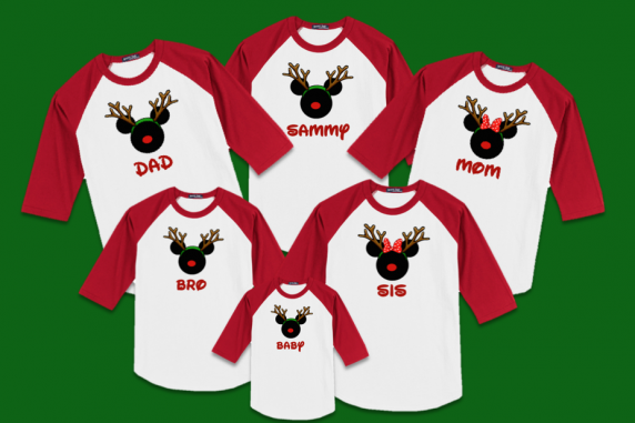 Disney Christmas Reindeer Family Vacation Raglan T-Shirts