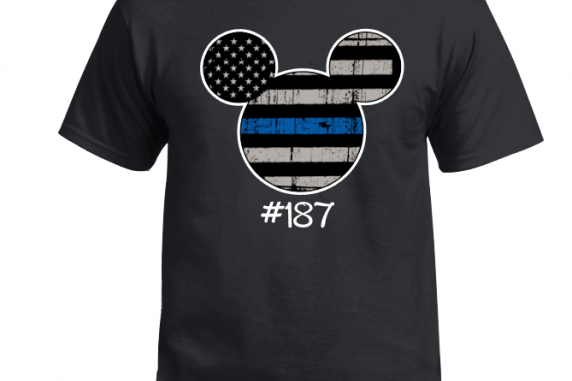 Disney Thin Blue Line Family Minnie Mouse Flowy Tops and Tank Top Black/Gray