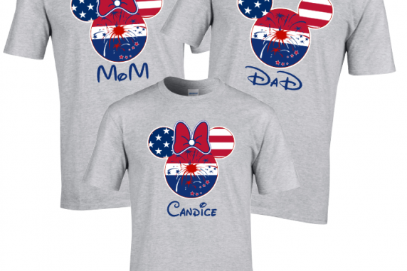 Disney American Flag Family Mickey Mouse and Minnie Mouse T-Shirt
