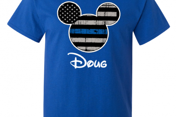 Disney Thin Blue Line Family Minnie Mouse Flowy Tops and Tank Top Black/Gray