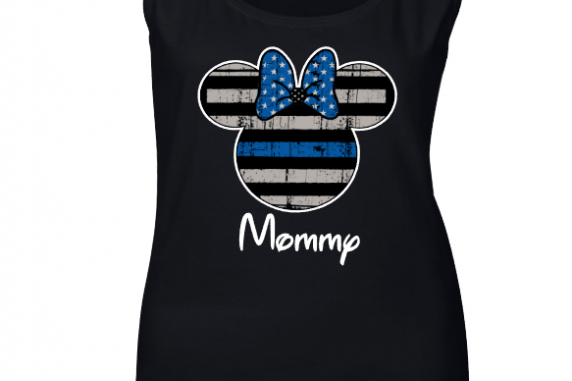 Disney Thin Blue Line Family Minnie Mouse Flowy Tops and Tank Top Black/Gray