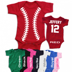 Baseball Onesie Personalized with Name and Number