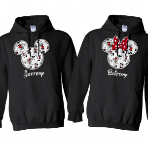 Disney Black and White Sketch Mickey and Minnie Mouse Family Vacation Hoodie