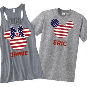 American Flag Disney Family Mickey Mouse and Minnie Mouse Flowy Tops Tank Tops T