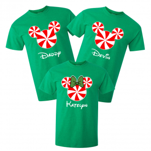 Disney Peppermint Christmas Family Mickey and Minnie Custom T-Shirts