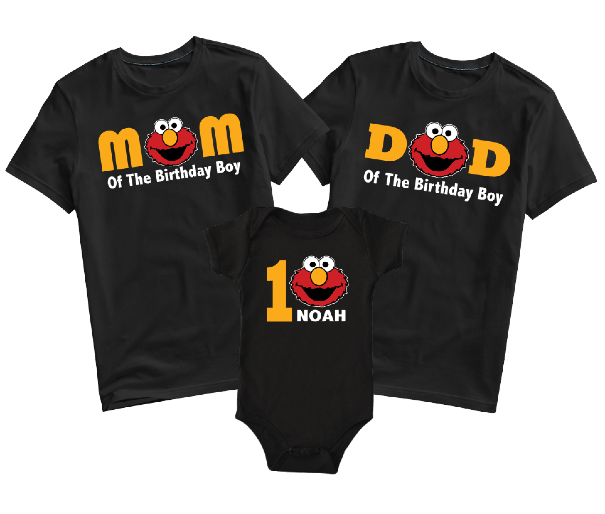 Personalized Elmo Monster Matching Family Birthday T Shirts 1st 2nd and 3rd